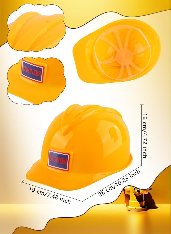 Cotiny 2 Pack Kids Construction Hats Plastic Construction Worker Helmet Kids Toy Construction Hard Hats for Boys Girls Construction Themed Party Supplies - Image 2